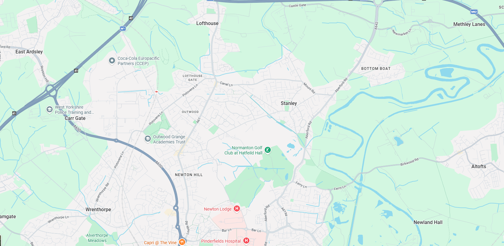 Map showing Lofthouse Gate, Wakefield area